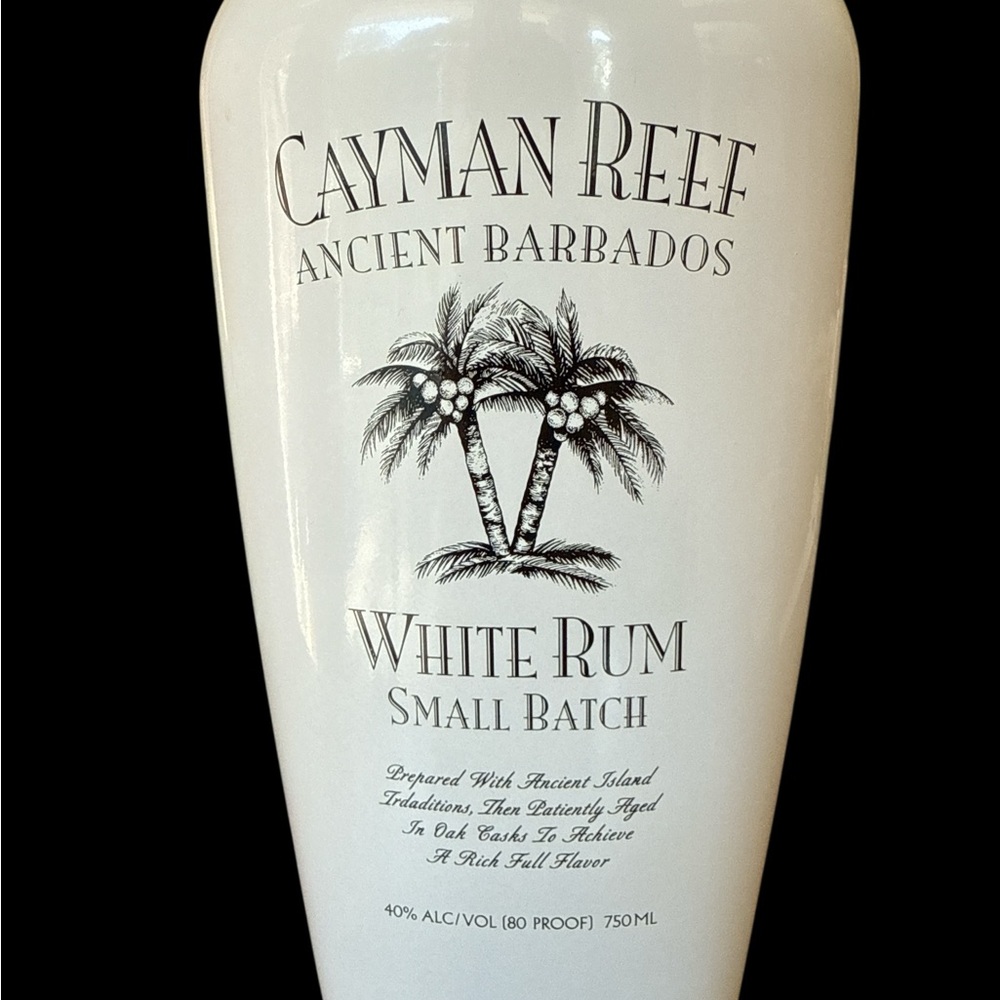 Cayman Reef White Rum Empty Bottle Ancient Barbados Ceramic White Bar Decor - Picture 4 of 5